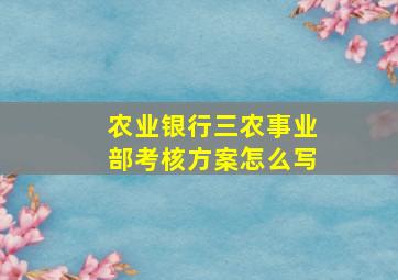 农业银行三农事业部考核方案怎么写