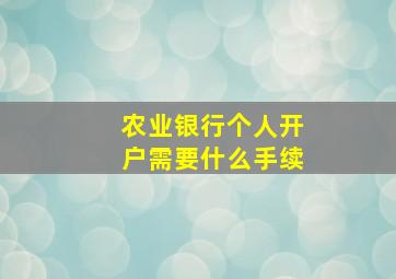 农业银行个人开户需要什么手续