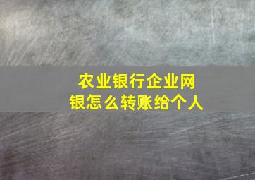 农业银行企业网银怎么转账给个人