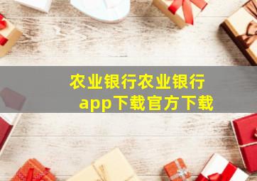 农业银行农业银行app下载官方下载