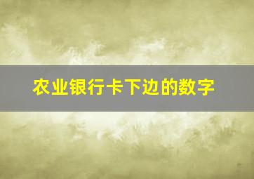 农业银行卡下边的数字