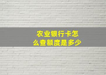 农业银行卡怎么查额度是多少