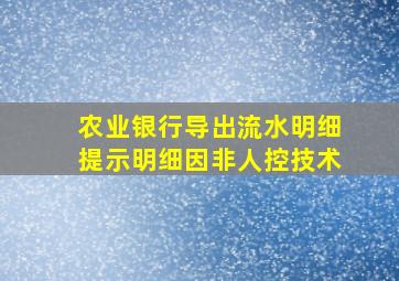 农业银行导出流水明细提示明细因非人控技术