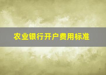 农业银行开户费用标准