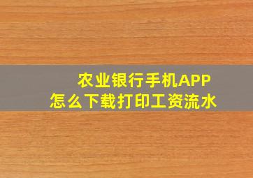 农业银行手机APP怎么下载打印工资流水