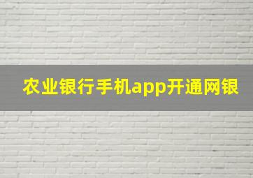 农业银行手机app开通网银