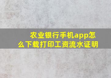 农业银行手机app怎么下载打印工资流水证明