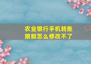 农业银行手机转账限额怎么修改不了