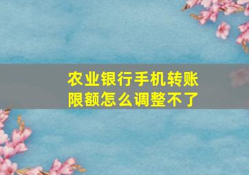 农业银行手机转账限额怎么调整不了