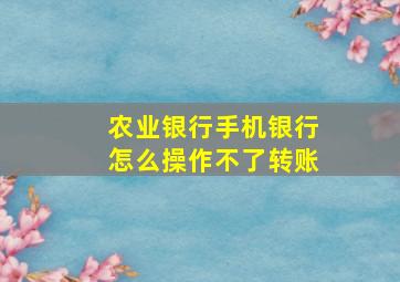 农业银行手机银行怎么操作不了转账