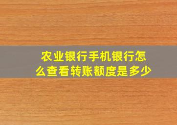 农业银行手机银行怎么查看转账额度是多少