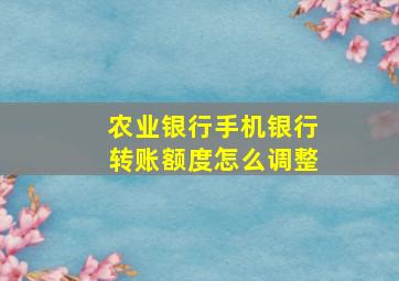 农业银行手机银行转账额度怎么调整