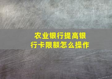 农业银行提高银行卡限额怎么操作