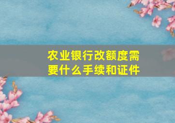 农业银行改额度需要什么手续和证件