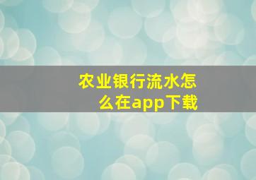 农业银行流水怎么在app下载