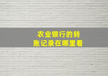 农业银行的转账记录在哪里看