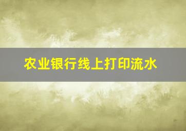 农业银行线上打印流水