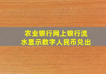 农业银行网上银行流水显示数字人民币兑出