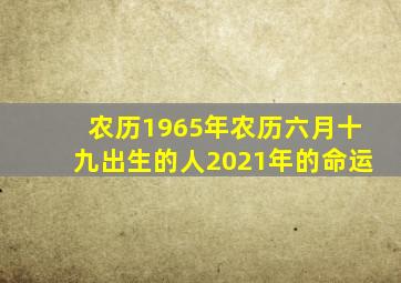 农历1965年农历六月十九出生的人2021年的命运