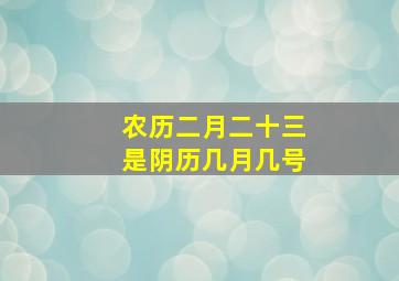 农历二月二十三是阴历几月几号