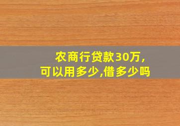 农商行贷款30万,可以用多少,借多少吗