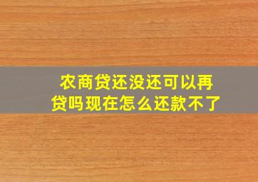 农商贷还没还可以再贷吗现在怎么还款不了