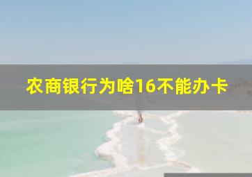 农商银行为啥16不能办卡