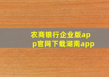 农商银行企业版app官网下载湖南app