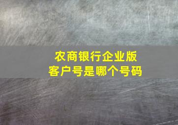 农商银行企业版客户号是哪个号码