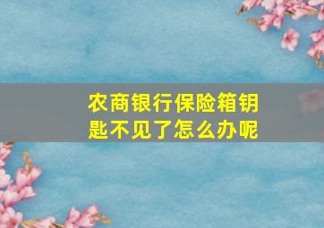 农商银行保险箱钥匙不见了怎么办呢