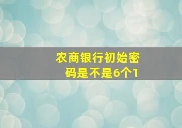 农商银行初始密码是不是6个1