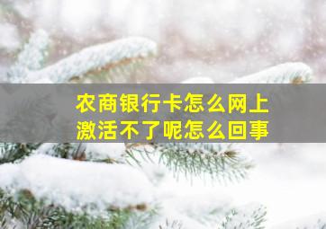 农商银行卡怎么网上激活不了呢怎么回事