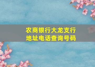 农商银行大龙支行地址电话查询号码