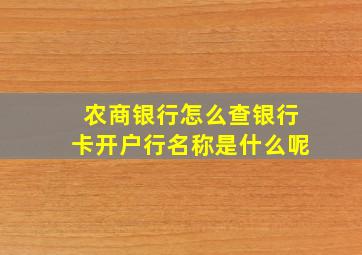 农商银行怎么查银行卡开户行名称是什么呢