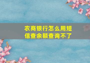 农商银行怎么用短信查余额查询不了