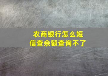 农商银行怎么短信查余额查询不了