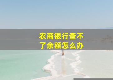 农商银行查不了余额怎么办