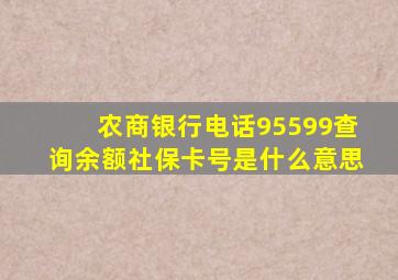 农商银行电话95599查询余额社保卡号是什么意思