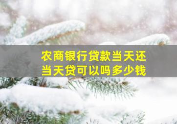 农商银行贷款当天还当天贷可以吗多少钱