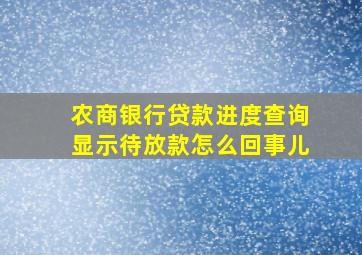 农商银行贷款进度查询显示待放款怎么回事儿