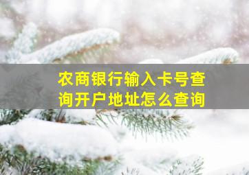 农商银行输入卡号查询开户地址怎么查询