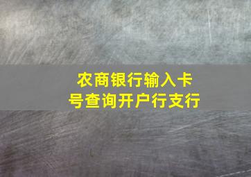 农商银行输入卡号查询开户行支行