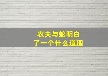 农夫与蛇明白了一个什么道理