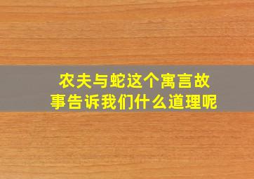 农夫与蛇这个寓言故事告诉我们什么道理呢