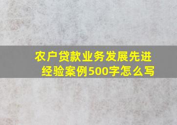 农户贷款业务发展先进经验案例500字怎么写