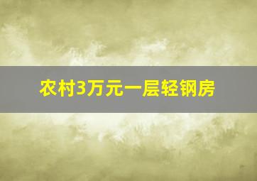 农村3万元一层轻钢房