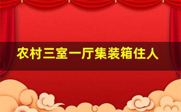 农村三室一厅集装箱住人