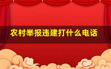 农村举报违建打什么电话