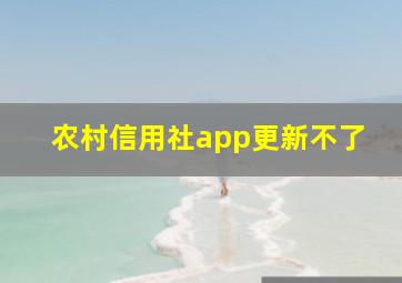 农村信用社app更新不了