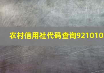 农村信用社代码查询921010